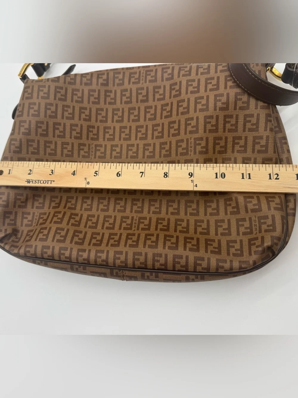 Fendi Brown Zucca  Bag with Gold Hardware